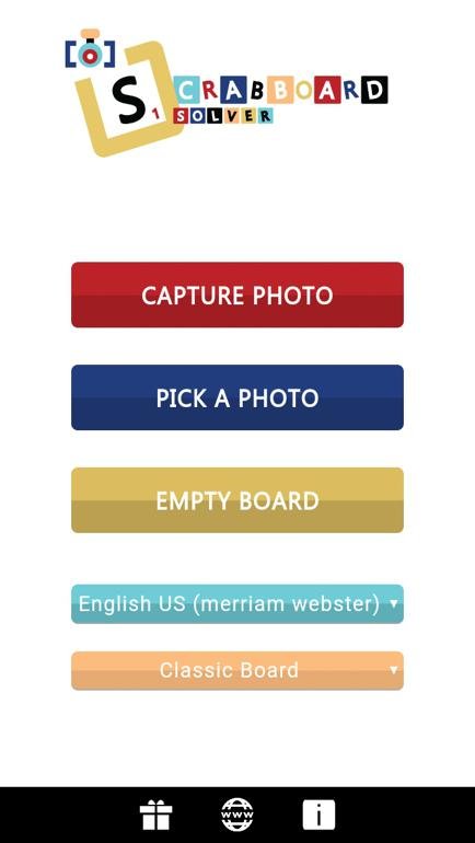 menu choice in scrabboard solver application